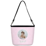 Baby Girl Photo Bucket Bag w/ Genuine Leather Trim (Personalized)