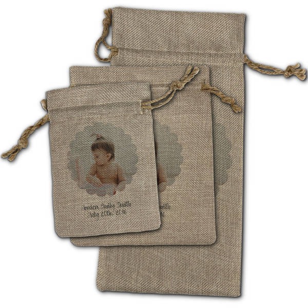 Baby Girl Photo Burlap Gift Bags - (PARENT MAIN) All Three