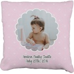 Baby Girl Photo Faux-Linen Throw Pillow 26" (Personalized)