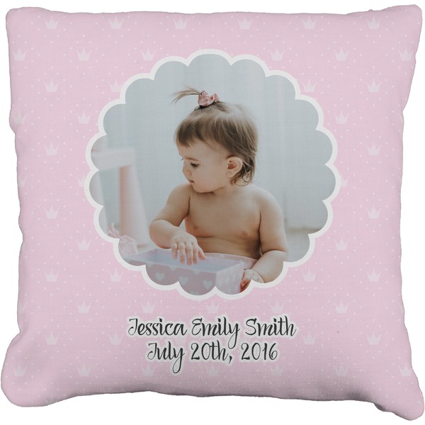 Custom Baby Girl Photo Faux-Linen Throw Pillow 26" (Personalized)
