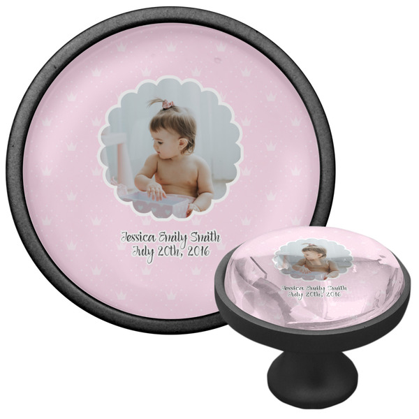 Baby Girl Photo Cabinet Knob - Black - Multi Angle