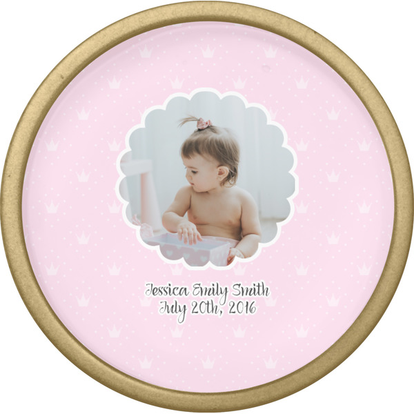 Baby Girl Photo Cabinet Knob - Gold - Front