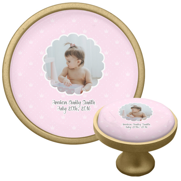 Custom Baby Girl Photo Cabinet Knob - Gold