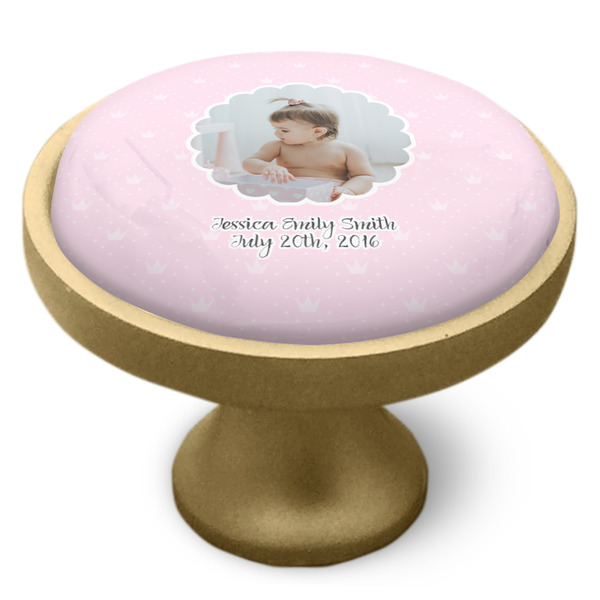 Baby Girl Photo Cabinet Knob - Gold - Side