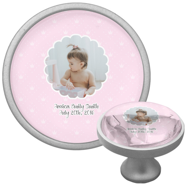 Custom Baby Girl Photo Cabinet Knob (Silver) (Personalized)