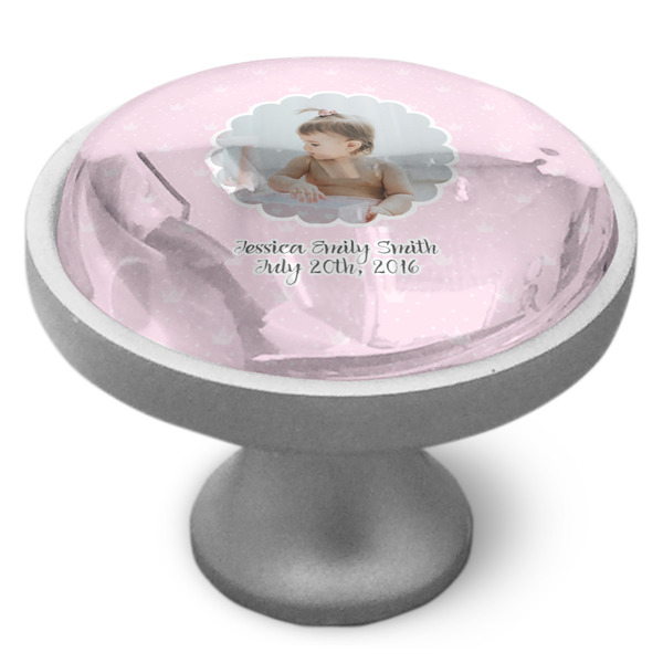 Baby Girl Photo Cabinet Knob - Nickel - Side