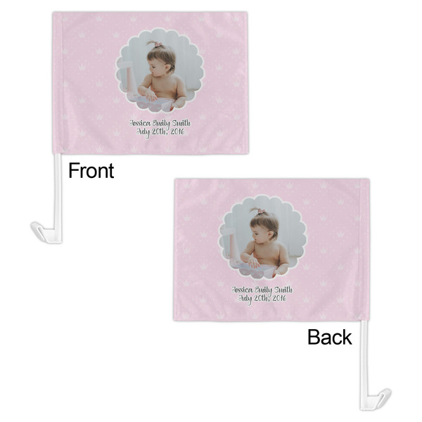 Baby Girl Photo Car Flag - 11" x 8" - Front & Back View