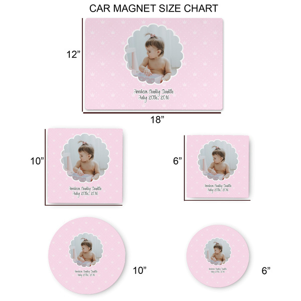 Baby Girl Photo Car Magnets - SIZE CHART