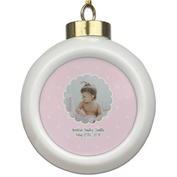 Baby Girl Photo Ceramic Ball Ornament