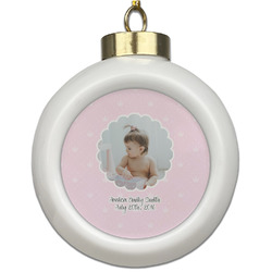 Baby Girl Photo Ceramic Ball Ornament