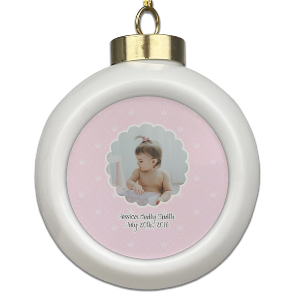 Custom Baby Girl Photo Ceramic Ball Ornament