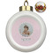 Baby Girl Photo Ceramic Christmas Ornament - Poinsettias (Front View)