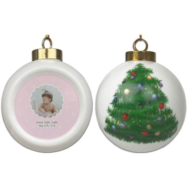 Baby Girl Photo Ceramic Christmas Ornament - X-Mas Tree (APPROVAL)