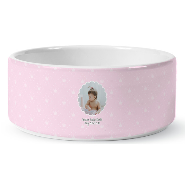 Baby Girl Photo Ceramic Dog Bowl - Medium - Front
