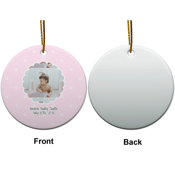 Baby Girl Photo Ceramic Flat Ornament - Circle Front & Back (APPROVAL)