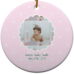 Baby Girl Photo Round Ceramic Ornament