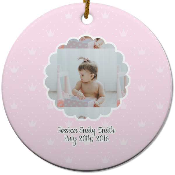 Custom Baby Girl Photo Round Ceramic Ornament