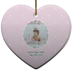 Baby Girl Photo Heart Ceramic Ornament