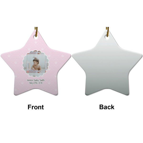 Baby Girl Photo Ceramic Flat Ornament - Star Front & Back (APPROVAL)