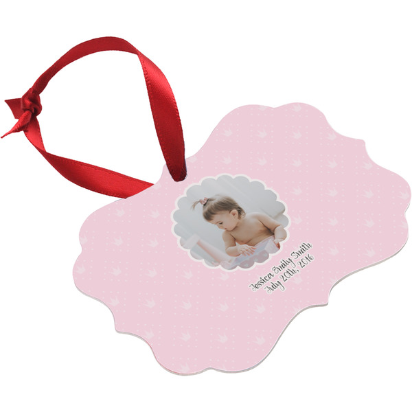 Baby Girl Photo Christmas Ornament (Angle View)