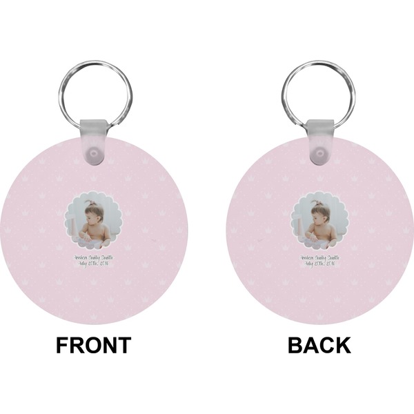 Baby Girl Photo Circle Keychain (Front + Back)
