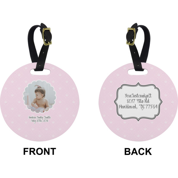 Baby Girl Photo Circle Luggage Tag (Front + Back)