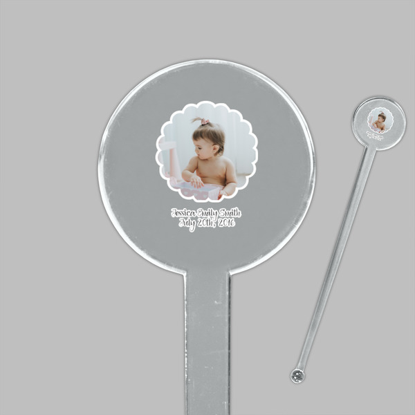 Baby Girl Photo Clear Plastic 7" Stir Stick - Round - Closeup