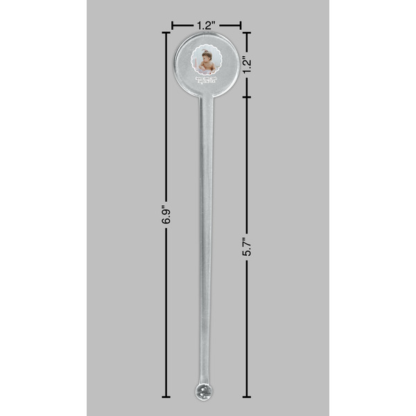 Baby Girl Photo Clear Plastic 7" Stir Stick - Round - Dimensions