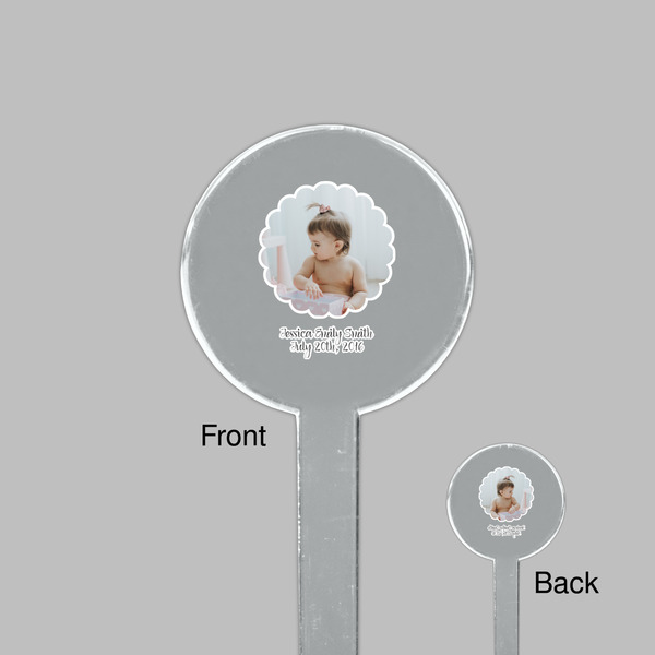 Baby Girl Photo Clear Plastic 7" Stir Stick - Round - Front & Back