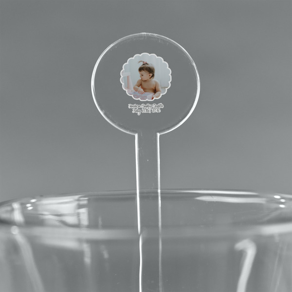 Custom Baby Girl Photo 5.5" Round Plastic Stir Sticks - Clear