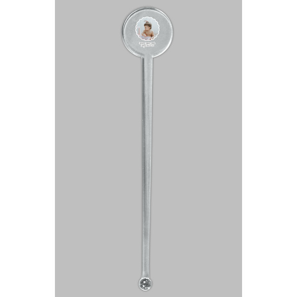 Baby Girl Photo Clear Plastic 7" Stir Stick - Round - Single Stick