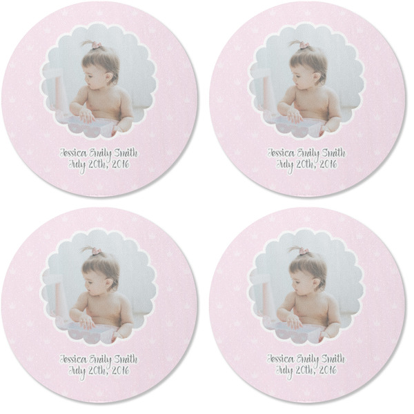 Baby Girl Photo Coaster Round Rubber Back - Apvl
