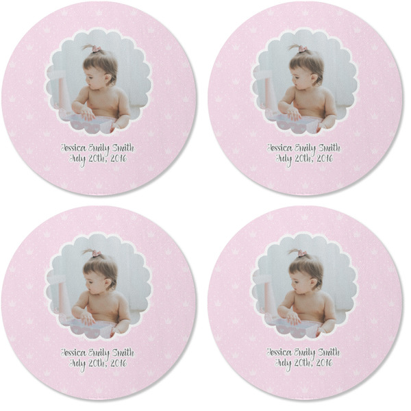 Baby Girl Photo Coaster Round Rubber Back - Apvl