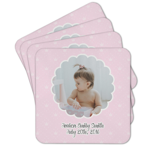 Custom Baby Girl Photo Cork Coaster - Set of 4