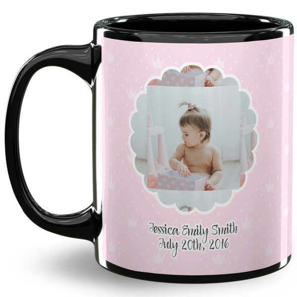 Custom Baby Girl Photo 11 Oz Coffee Mug - Black