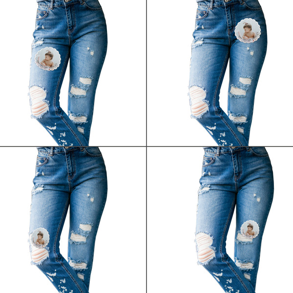 Baby Girl Photo Custom Shape Iron On Patches - L set of 4 APPROVAL