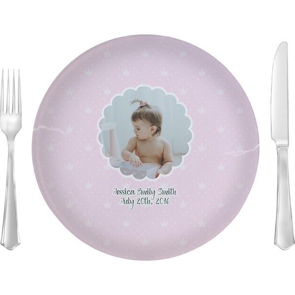 Custom Baby Girl Photo Glass Lunch / Dinner Plate 10" (Personalized)