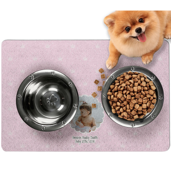 Custom Baby Girl Photo Dog Food Mat - Small