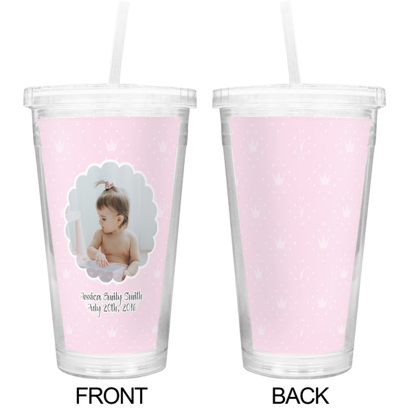 Baby Girl Photo Double Wall Tumbler with Straw - Approval