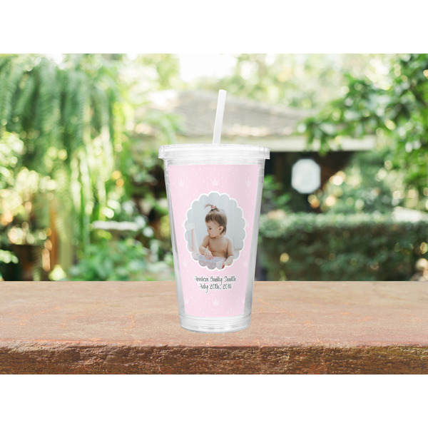 Baby Girl Photo Double Wall Tumbler with Straw Lifestyle