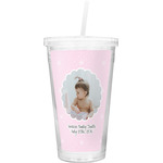 Baby Girl Photo Double Wall Tumbler with Straw (Personalized)