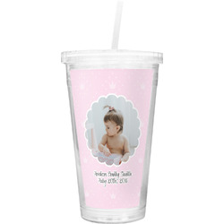 Baby Girl Photo Double Wall Tumbler with Straw (Personalized)