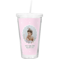 Baby Girl Photo Double Wall Tumbler with Straw (Personalized)