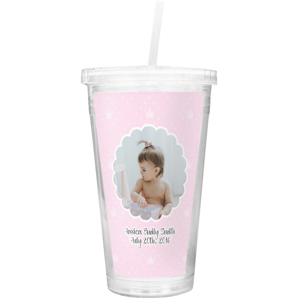 Custom Baby Girl Photo Double Wall Tumbler with Straw (Personalized)