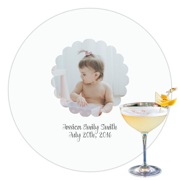 Custom Baby Girl Photo Printed Drink Topper - 3.5"