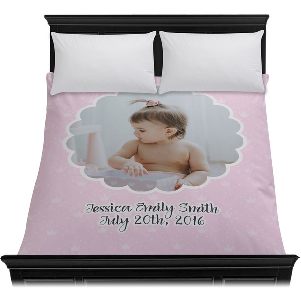 Baby Girl Photo Duvet Cover - Queen - On Bed - No Prop