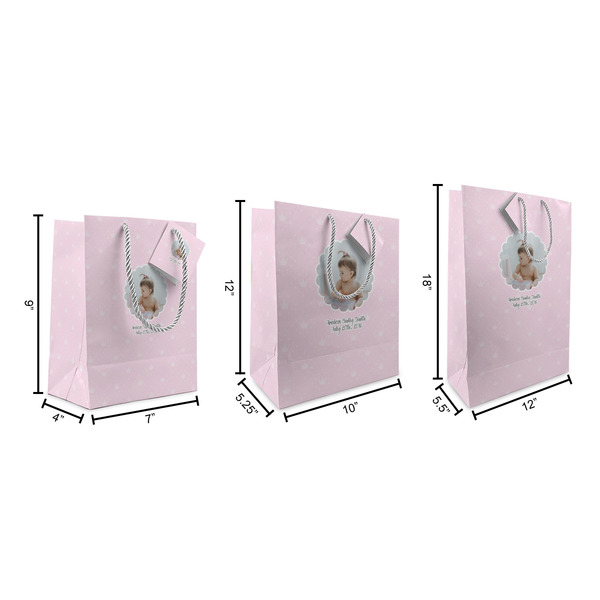 Baby Girl Photo Gift Bags - All Sizes - Dimensions