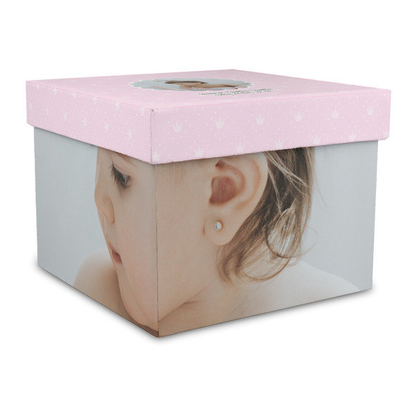 Custom Baby Girl Photo Gift Box with Lid - Canvas Wrapped - Large
