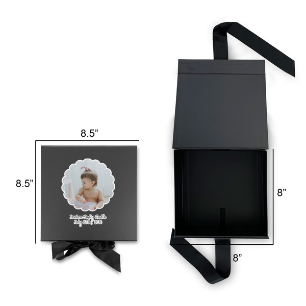 Baby Girl Photo Gift Boxes with Magnetic Lid - Black - Open & Closed