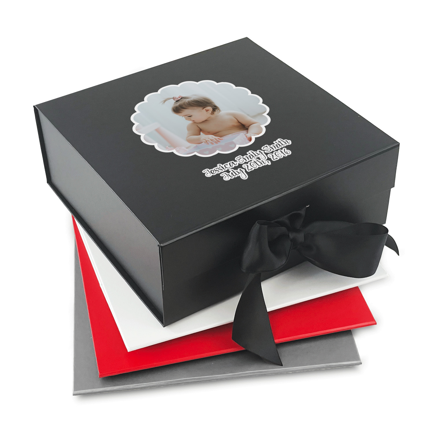 Custom Baby Girl Photo Gift Box with Magnetic Lid